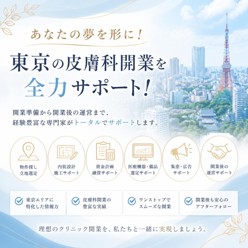 あなたの夢を形に！東京の皮膚科開業を全力サポート！